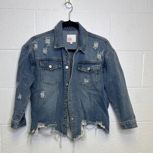 GB Girls Light Blue Distressed Denim Jacket